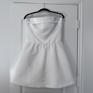 Amsale Strapless White Fit-and-Flare Dress